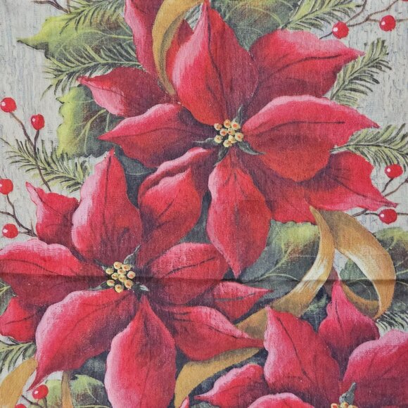 Decorative Winter Holiday Christmas Poinsettia Yard / Garden Flag 39" x 28" EUC - Picture 3 of 5